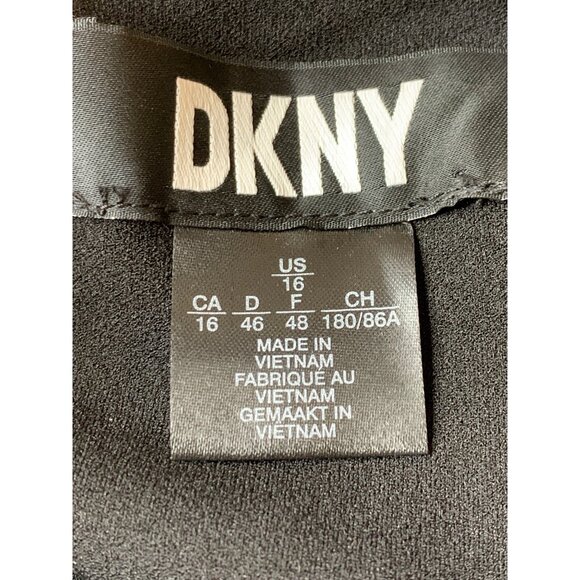 DKNY Black V-Neck Flutter Sleeve Crop Jumpsuit Size 16 RP10557 EUC Pockets - Picture 5 of 9